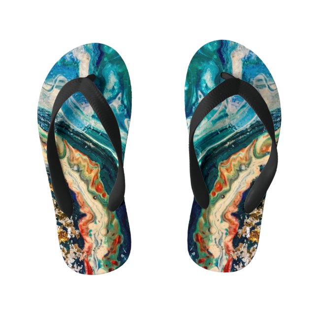 The Ice and The Fish abstract painting  Kid's Thongs (Footbed)