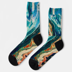 The Ice and The Fish abstract painting Socks