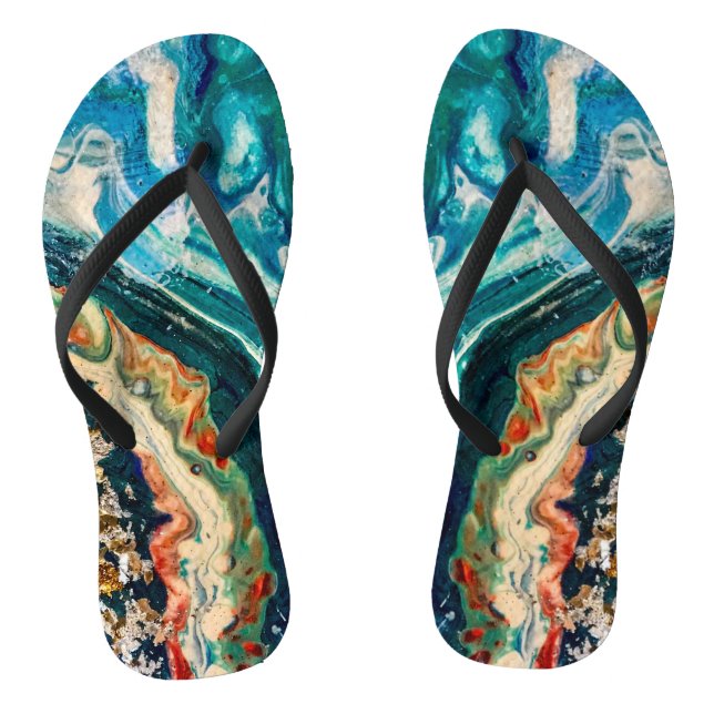 The Ice and The Fish abstract painting Thongs (Footbed)