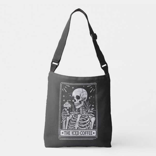 The Iced Coffee Skeleton Halloween Coffee Lover Crossbody Bag (Front)