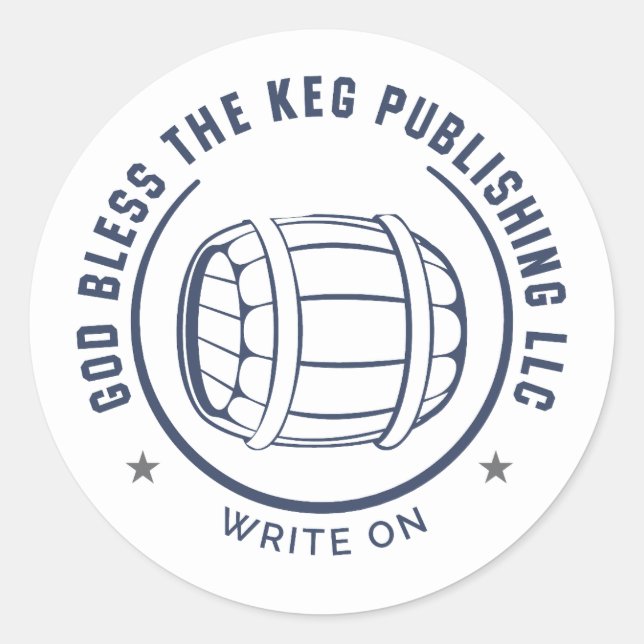 The Iconic Logo of God Bless the Keg Publishing! Classic Round Sticker (Front)