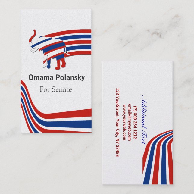 The Iconic! Red White Blue  Political Republican Business Card (Front/Back)