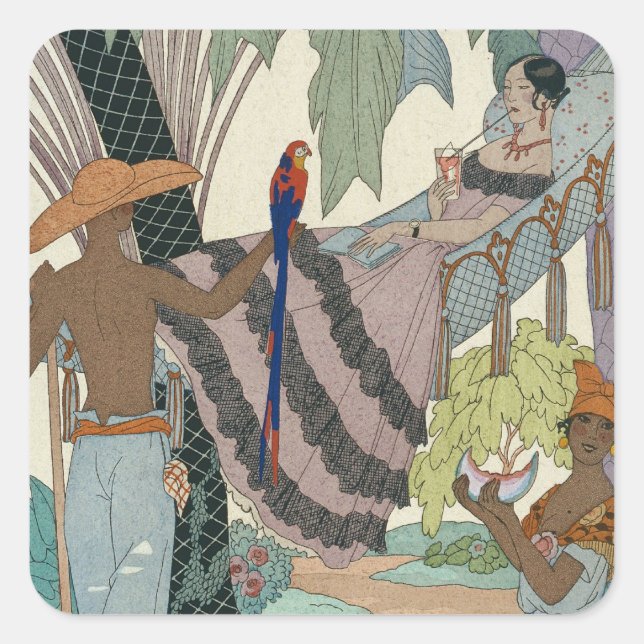 The idle beauty (pochoir print) square sticker (Front)