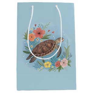 The illustration of a sea turtle medium gift bag