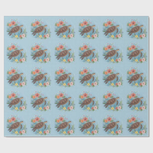 The illustration of a sea turtle wrapping paper