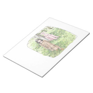 The illustration of a woman walking hand in hand w notepad