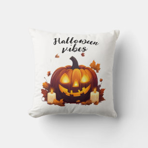 The illustration showcases a Halloween scene fille Cushion