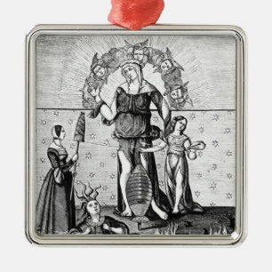 The Image of Dame Astrology with the Three Metal Tree Decoration