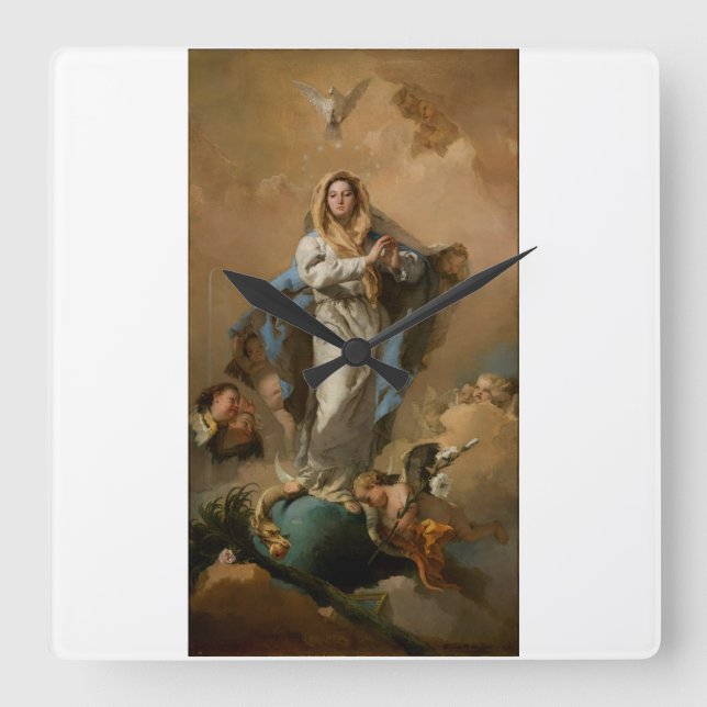 The Immaculate Conception by Giovanni Tiepolo Square Wall Clock (Front)