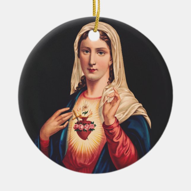 The Immaculate Heart of Mary Ceramic Ornament (Front)