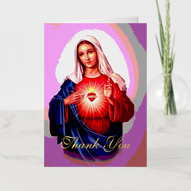 The Immaculate Heart of Mary Thank You Foil Greeting Card (Front)