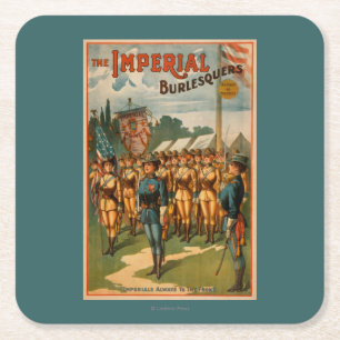 The Imperial Burlesquers Female Soldiers Play Square Paper Coaster