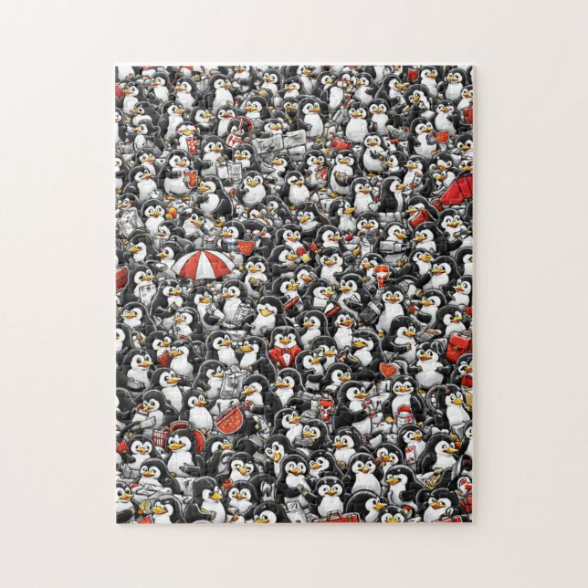 The Impossible Red Penguin Hunt Jigsaw Puzzle (Vertical)