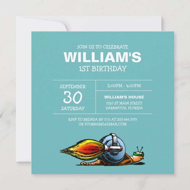 The Incredible Rocket Snail Invitation (Front)
