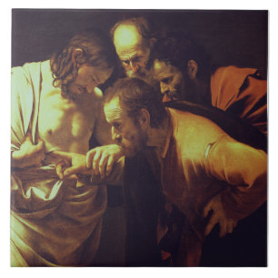 The Incredulity of Saint Thomas by Caravaggio Ceramic Tile