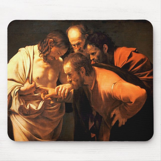 The Incredulity Of Saint Thomas By Caravaggio Mouse Pad (Front)