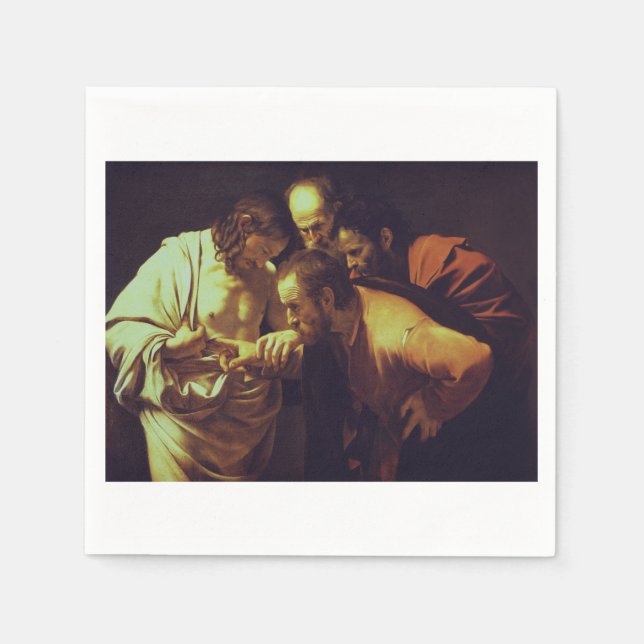 The Incredulity of Saint Thomas by Caravaggio Napkin (Front)