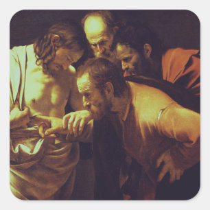 The Incredulity of Saint Thomas by Caravaggio Square Sticker