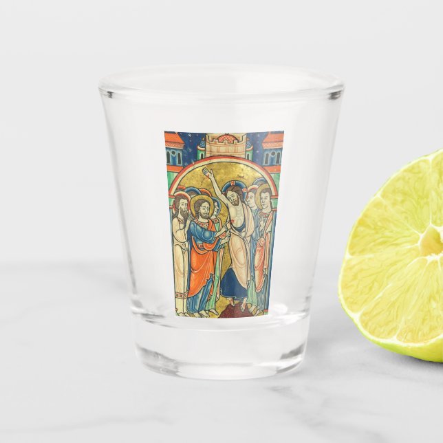 The Incredulity of St Thomas from Psalter  Shot Glass (Front)