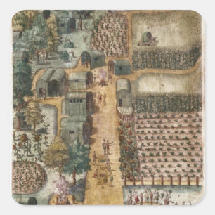 The Indian village of Secoton, c.1570-80 Square Sticker