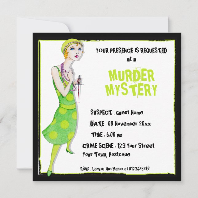 The Ingenue Murder Mystery Invitation (Front)