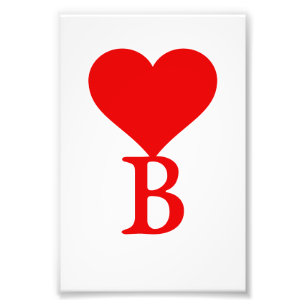 The initial B with a big red heart Photo Print