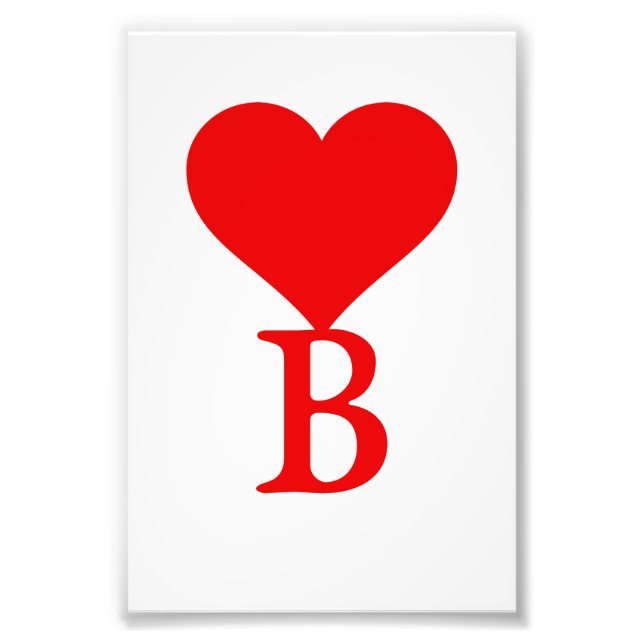 The initial B with a big red heart Photo Print (Front)