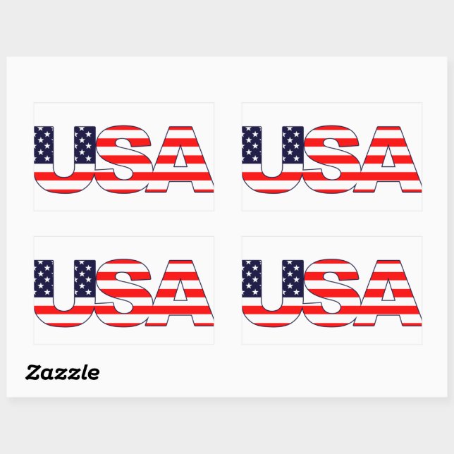The Initials "USA" in American flag colours  Rectangular Sticker (Sheet)