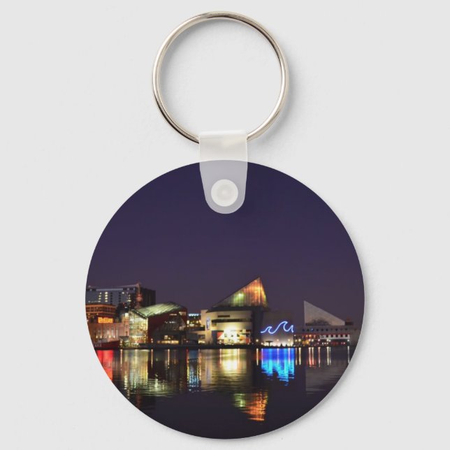 The Inner Harbour of Baltimore at Night Key Ring (Front)