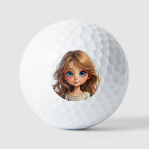 The innocent little girl golf balls