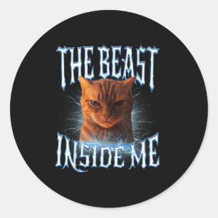 The Inside Me Funny Cat Joke Meme Graphic Classic Round Sticker