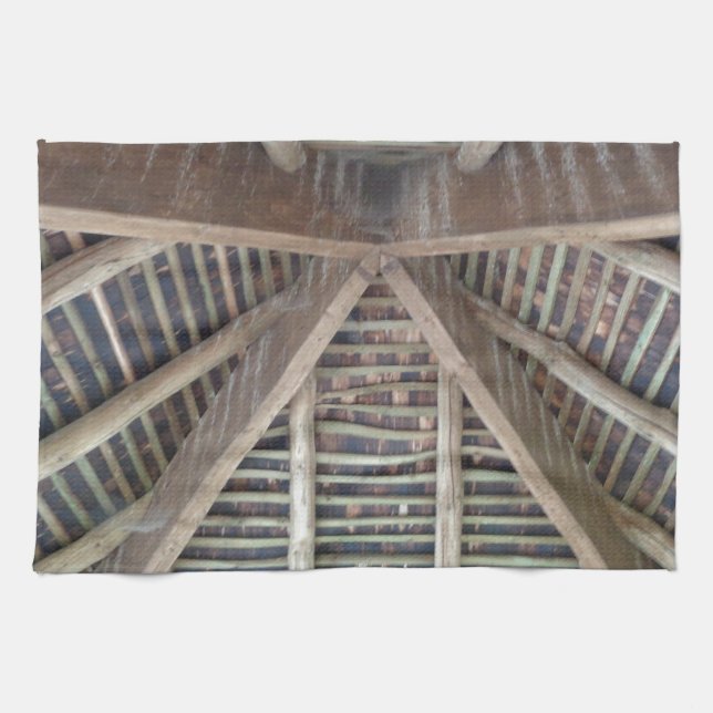 The inside of a wooden roof tea towel (Horizontal)