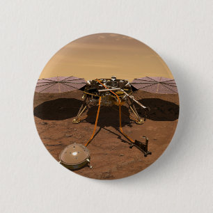 The Insight Lander Operating On Surface Of Mars. 6 Cm Round Badge