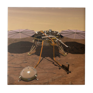 The Insight Lander Operating On Surface Of Mars. Ceramic Tile