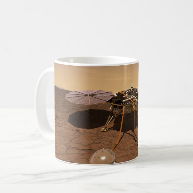 The Insight Lander Operating On Surface Of Mars. Coffee Mug (Front Left)