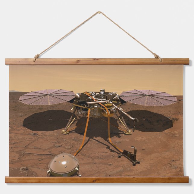 The Insight Lander Operating On Surface Of Mars. Hanging Tapestry (Front)