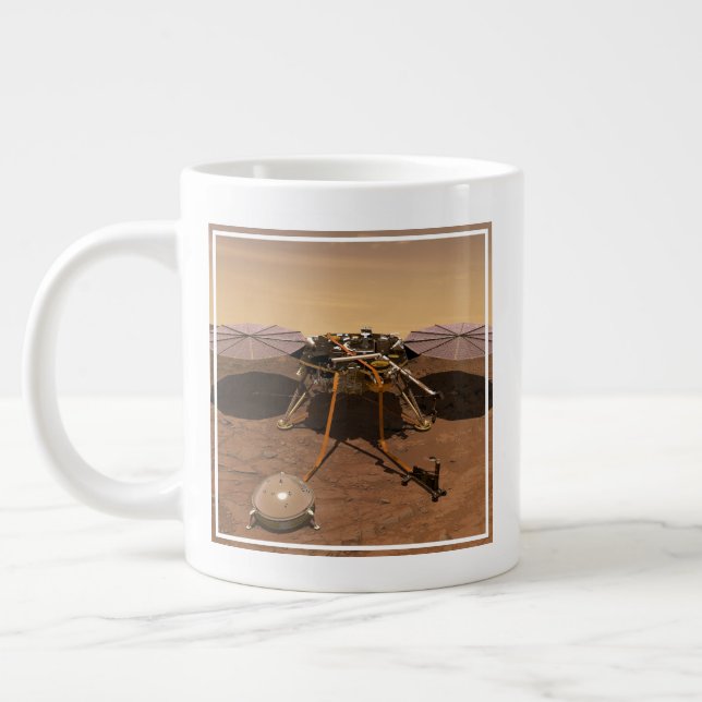 The Insight Lander Operating On Surface Of Mars. Large Coffee Mug (Left)