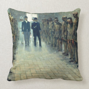 The Inspection (oil on canvas) Cushion