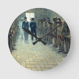 The Inspection (oil on canvas) Round Clock