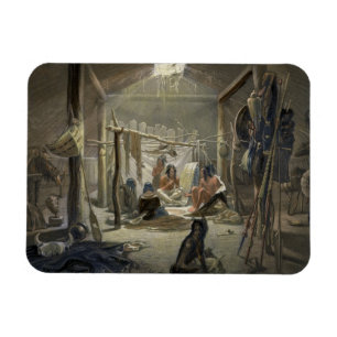 The Interior of a Hut of a Mandan Chief, plate 19 Magnet