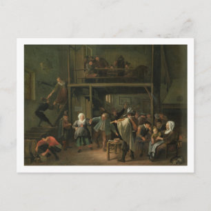 The Interior of a Tavern with a Couple Dancing to Postcard