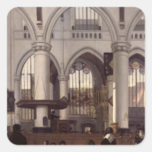 The Interior of Oude Kerk, Amsterdam, c.1660 Square Sticker