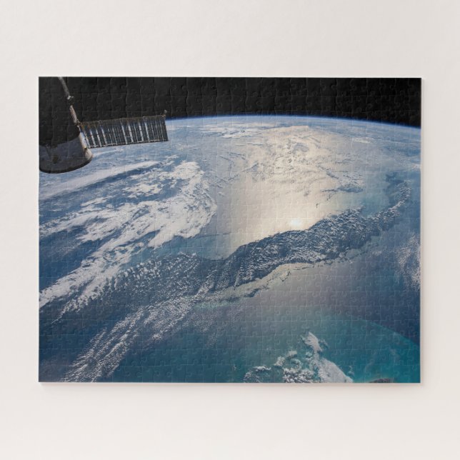 The International Spce Station Above The Atlantic Jigsaw Puzzle (Horizontal)