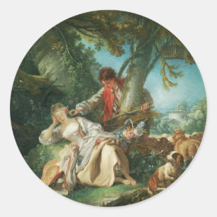 The Interrupted Sleep by François Boucher  Classic Round Sticker