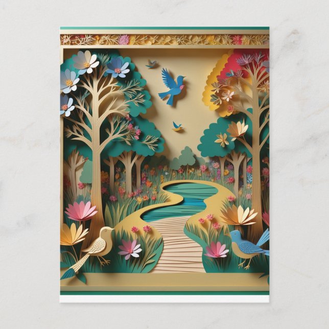 The Intricately detailed gold colour 3d paper patc Postcard (Front)
