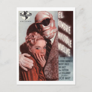 The Invisible Man Returns, Film Movie 1940 Vintage Postcard