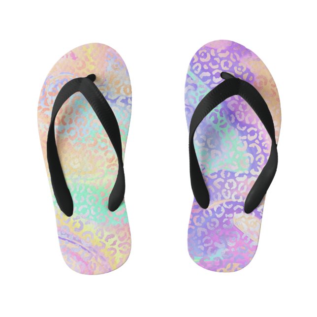 The Iridescent Leopard Series Design 3 Kid's Thongs (Footbed)