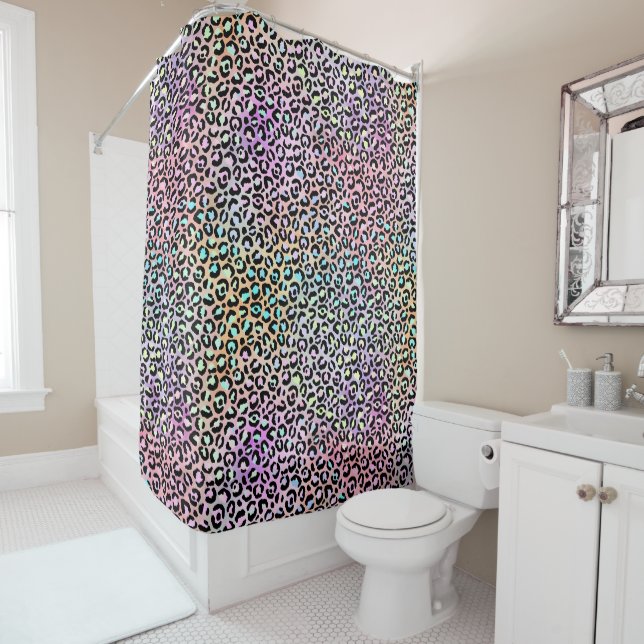 The Iridescent Leopard Series Design 6 Shower Curtain (In Situ)