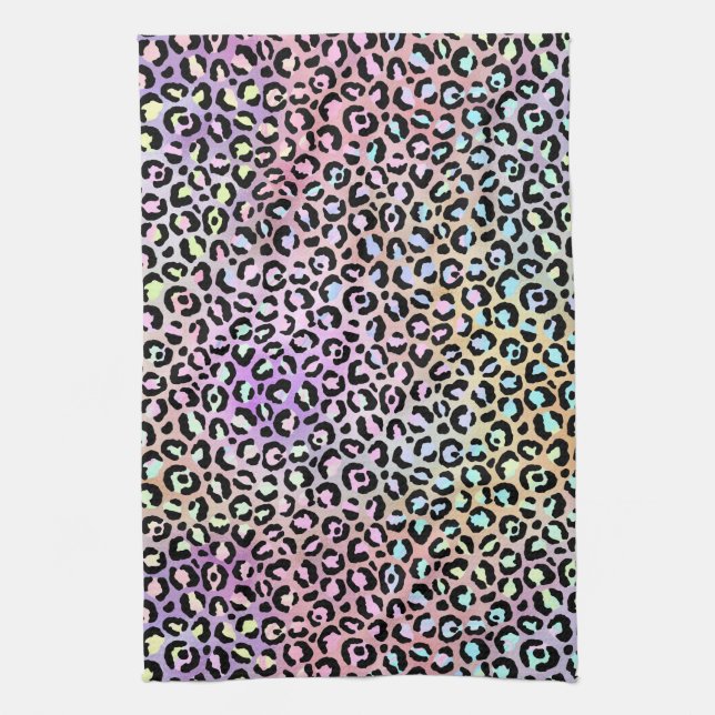 The Iridescent Leopard Series Design 6 Tea Towel (Vertical)