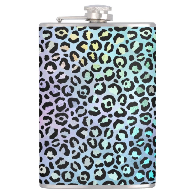 The Iridescent Leopard Series Design 8 Hip Flask (Front)